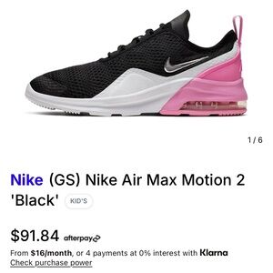 Nike Air Max Motion 2 Kids Shoes - Black and Pink